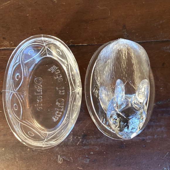 Vintage Galerie Covered Candy Dish Rabbit Bunny on a Basket Clear  2 piece - Picture 8 of 13